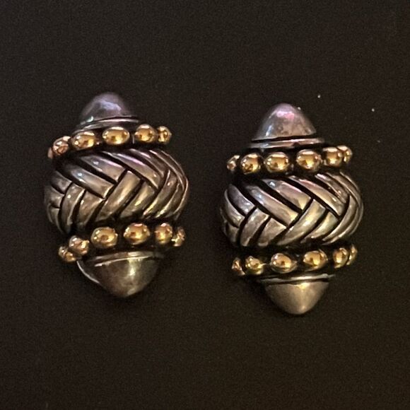 Retired Premier Design Gold & Silver Tone Clip On Earrings - Picture 1 of 4